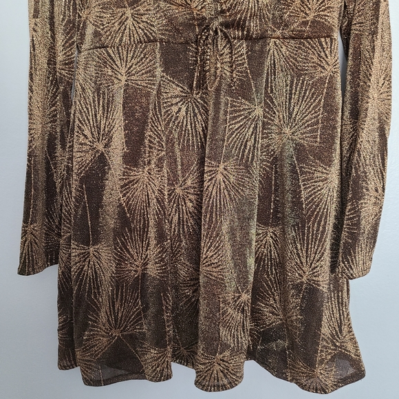 NWT Show Me Your Mumu Dominique Gold Shimmer Long Sleeve Babydoll Mini Dress XL - Picture 7 of 10